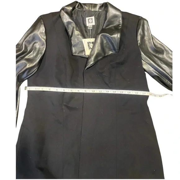 Anne Klein Black Blazer with Leather Sleeves - Picture 8 of 10
